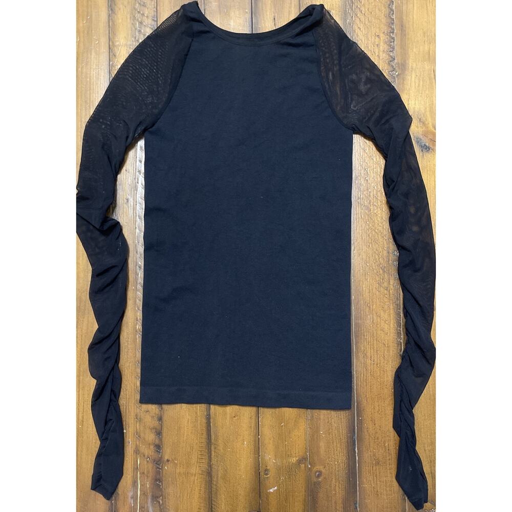 Intimately Free People Top‎ Long Mesh Scrunch Sleeve Black Gothic Layering Chic